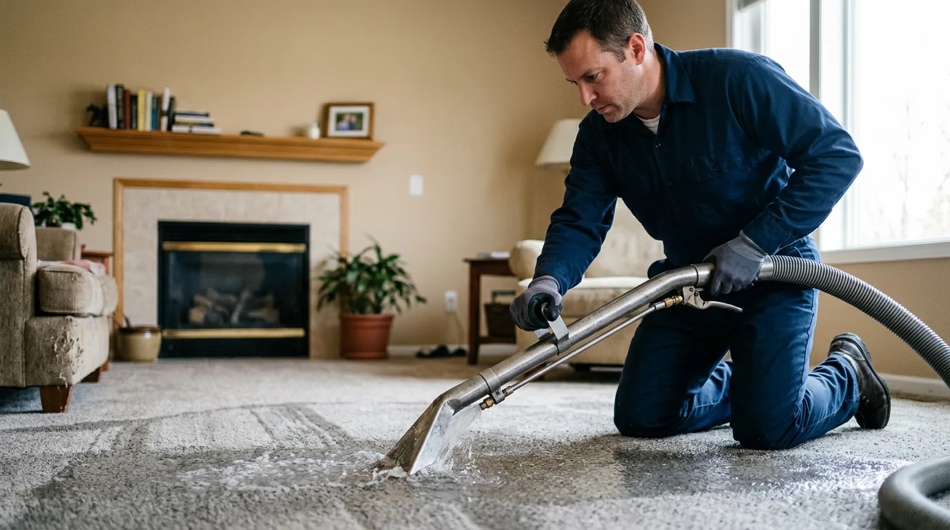 Water damage restoration technician working near Utica, NY